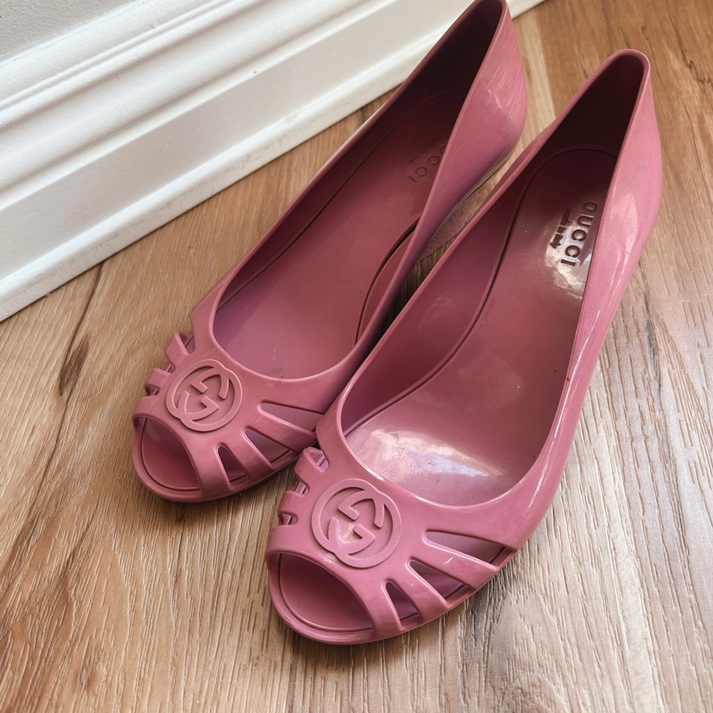 Gucci Pink Marola Jelly Wedge Heel 36
